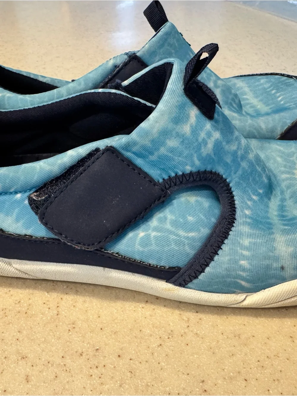 Lands' End Kids Light Blue Wave-Print Slip-On Water Shoes